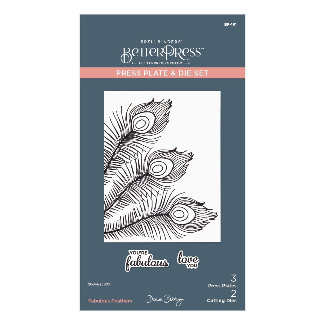 Spellbinders BetterPress Press Plate & Die Set By Dawn Bibby-Fabulous Feathers